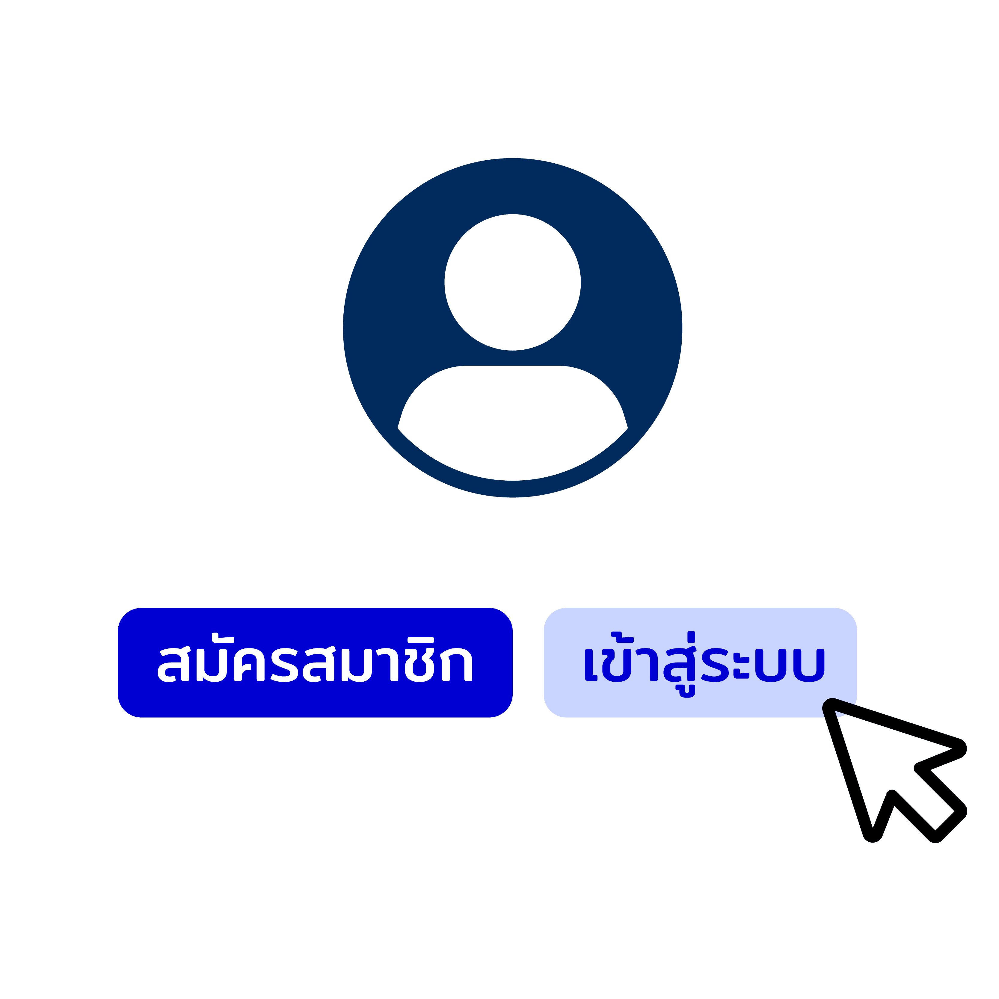 ปุ่มสมัครสมาชิกและเข้าสู่ระบบ